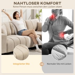 Kulmasohva L-muotoinen 3-istuttava säädettävällä lepotuolilla, teräsrunko, 242 cm, beige