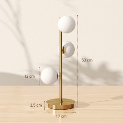 Pöytävalaisin 3 kupua teräs messinki 53 cm G9-kantoja
