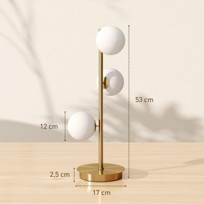 Pöytävalaisin 3 kupua teräs messinki 53 cm G9-kantoja