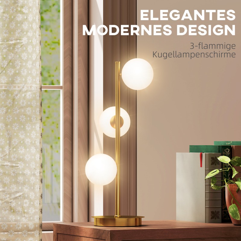 Pöytävalaisin 3 kupua teräs messinki 53 cm G9-kantoja