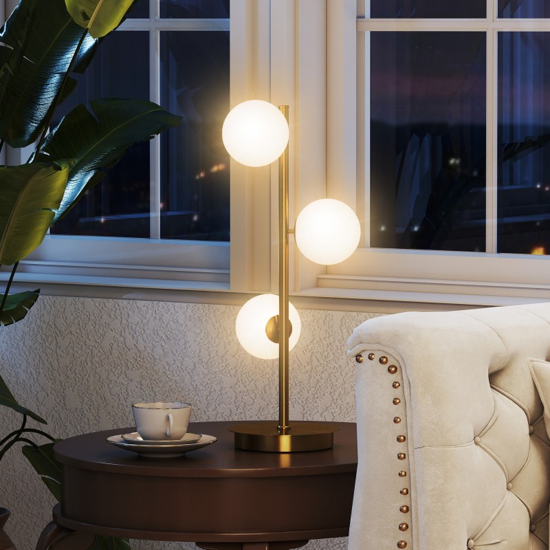 Pöytävalaisin 3 kupua teräs messinki 53 cm G9-kantoja