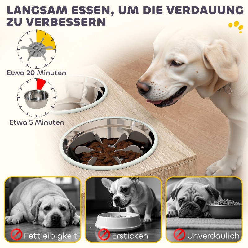 Koiran ruokintakaappi suurille koirille 2x2 L ruostumaton teräsallas 60x30x35,5 cm tammi