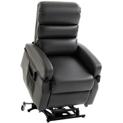 Sähkökäyttöinen lepotuoli nousemisavustimella keinonahka 78x98x110 cm tummanharmaa