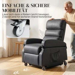 Sähkökäyttöinen lepotuoli nousemisavustimella, keinonahka, 78x98x110 cm, tummanharmaa