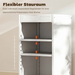 Liikuteltava 3-tasoinen metallinen hyllyvaunu säädettävillä hyllyillä ja yläkorilla 35x34x69,5 cm valkoinen