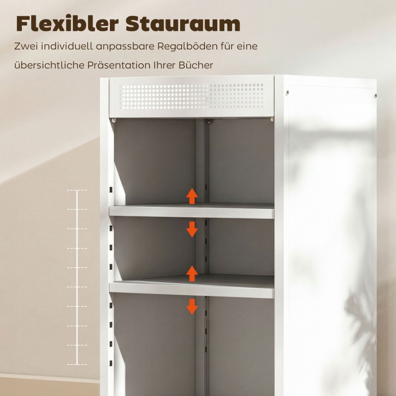 Liikuteltava 3-tasoinen metallinen hyllyvaunu säädettävillä hyllyillä ja yläkorilla 35x34x69,5 cm valkoinen