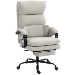 Työtuoli toimistotuoli keinonahkaa jalkatuella ja lannerangan tuella säädettävä vaaleanharmaa