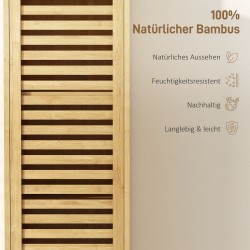 Kapea bambuinen kylpyhuonekaappi 34 x 30 x 170 cm, luonnonväri, avoimet ja säädettävät hyllyt