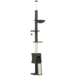 Kissapuu lattiasta kattoon säädettävä 220 240 cm 1 2 kissalle sisal raapimapuu harmaa