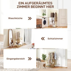 Vaateteline pyörillä bambua 80 x 40 x 160 cm, luonnonväri