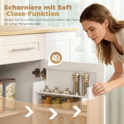 Siirrettävä keittiösaareke pyörillä, laajennettava työtaso, MDF, 129 x 65 x 91 cm, valkoinen