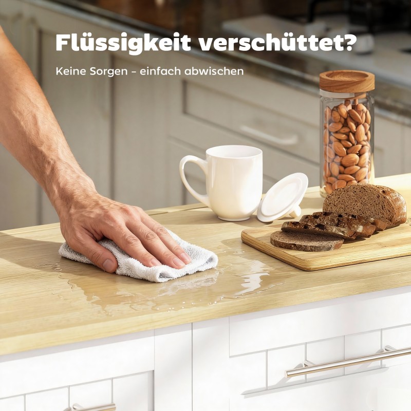 Siirrettävä keittiösaareke pyörillä, laajennettava työtaso, MDF, 129 x 65 x 91 cm, valkoinen