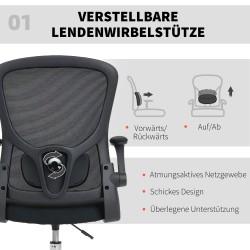 Piirustustuoli kotitoimistoon ja studioon, korkeussäädettävä, pyörivä, ristiseläntuki, musta