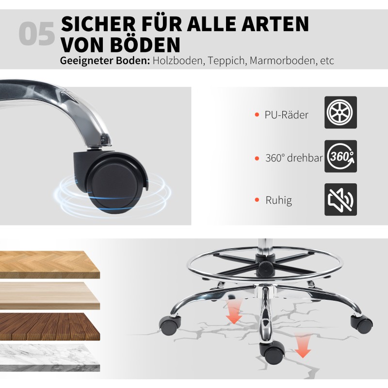 Piirustustuoli kotitoimistoon ja studioon, korkeussäädettävä, pyörivä, ristiseläntuki, musta