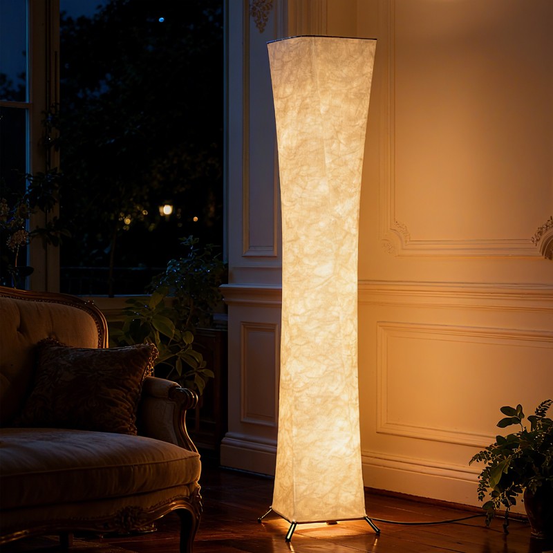 Lattiavalaisin paperimaisella varjostimella, 3 kirkkaustasoa, LED 10,5 W, valkoinen