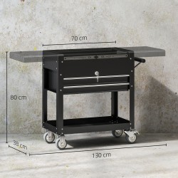 Siirrettävä lukittava työkalukaappi terästä 77,5–130 x 38 x 80 cm, musta