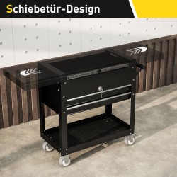 Siirrettävä lukittava työkalukaappi terästä 77,5–130 x 38 x 80 cm, musta