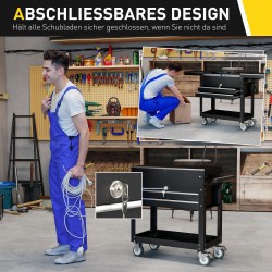 Siirrettävä lukittava työkalukaappi terästä 77,5–130 x 38 x 80 cm, musta