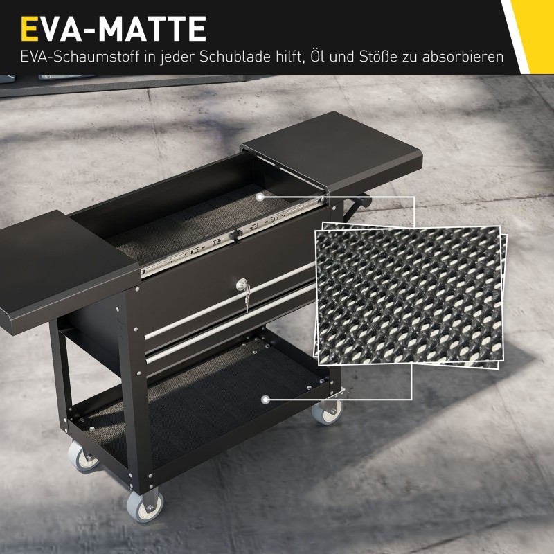 Siirrettävä lukittava työkalukaappi terästä 77,5–130 x 38 x 80 cm, musta