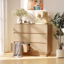 Säilytyskaluste 100 cm, 6 laatikkoa, MDF, luonnon puunsävy, olohuoneeseen ja keittiöön