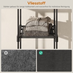 Kankainen vaatekaappi kahdella vaatetangolla ja hyllyillä 111 x 43 x 185 cm musta