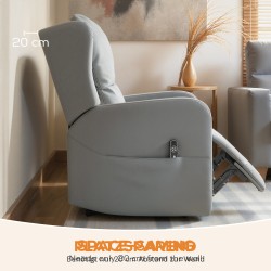 Sähköinen hierova lepotuoli, kallistuva selkänoja ja jalkatuki, nahkajäljitelmä, harmaa