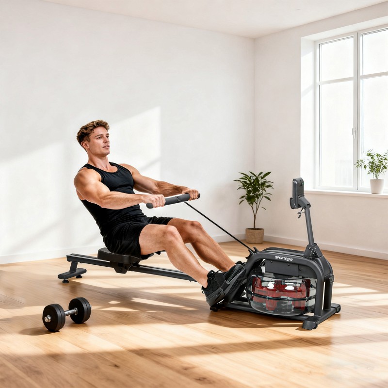 Soutulaite vesivastuksella kotiin, teräsrunko, 6–11 L vesisäiliö, LCD-näyttö, max 135 kg, musta