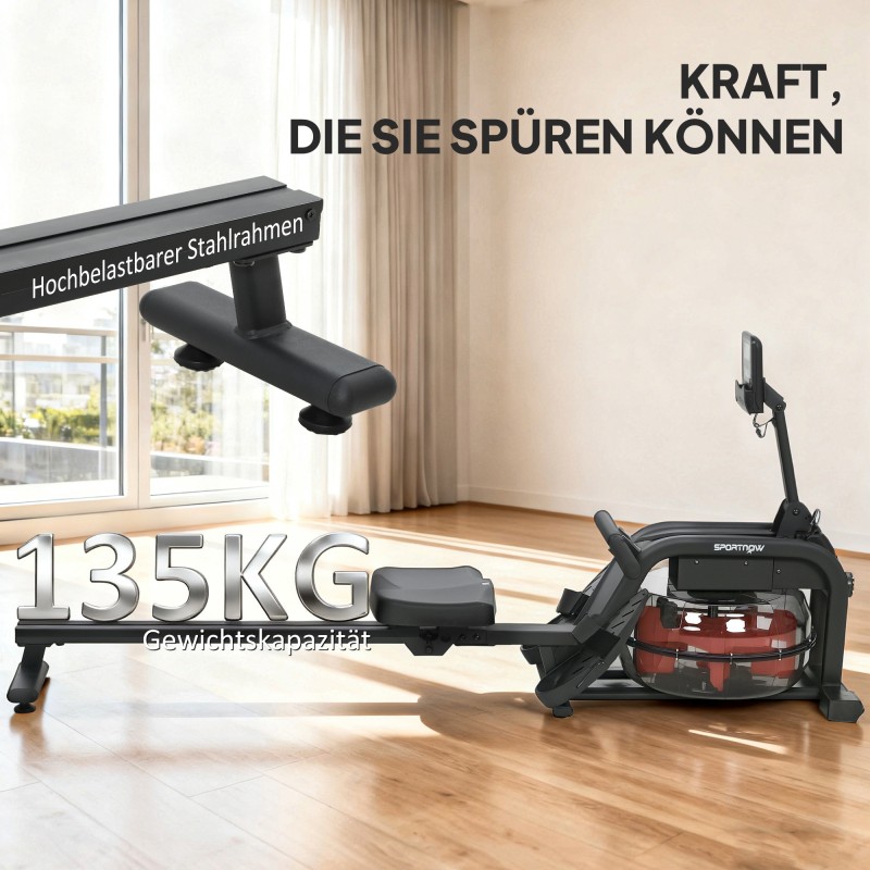 Soutulaite vesivastuksella kotiin, teräsrunko, 6–11 L vesisäiliö, LCD-näyttö, max 135 kg, musta