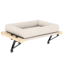 Kissan ikkunalautapeti ja patteripedin riippumatto mäntyrunko tyyny 50 x 36 x 24 cm valkoinen