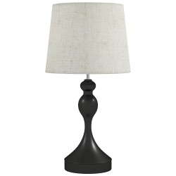 LED pöytävalaisin 3 värilämpötilaa USB A ja USB C latausliitännät teräs pellavavarjostin musta