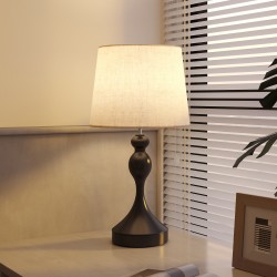 LED-pöytävalaisin 3 värilämpötilaa USB-A ja USB-C -latausliitännät teräs pellavavarjostin musta