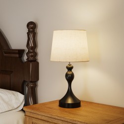 LED-pöytävalaisin 3 värilämpötilaa USB-A ja USB-C -latausliitännät teräs pellavavarjostin musta