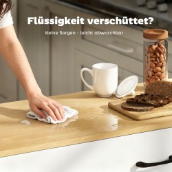 Siirrettävä keittiösaareke taitettavalla työtasolla, laatikot ja kaapit, MDF, valkoinen