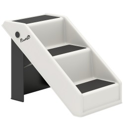 Lemmikkirappu pienille koirille ja kissoille 3 porrasta kokoontaitettava muovia 53 x 30 5 x 36 5 cm cremevalkoinen musta