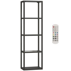 RGB lattiavalaisin lasihyllyillä 4 tasoinen LED stehlampe kaukosäätimellä ja musiikkisynkronoinnilla musta