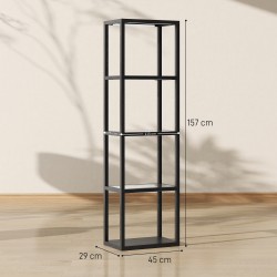 RGB lattiavalaisin lasihyllyillä, 4-tasoinen LED-stehlampe kaukosäätimellä ja musiikkisynkronoinnilla, musta