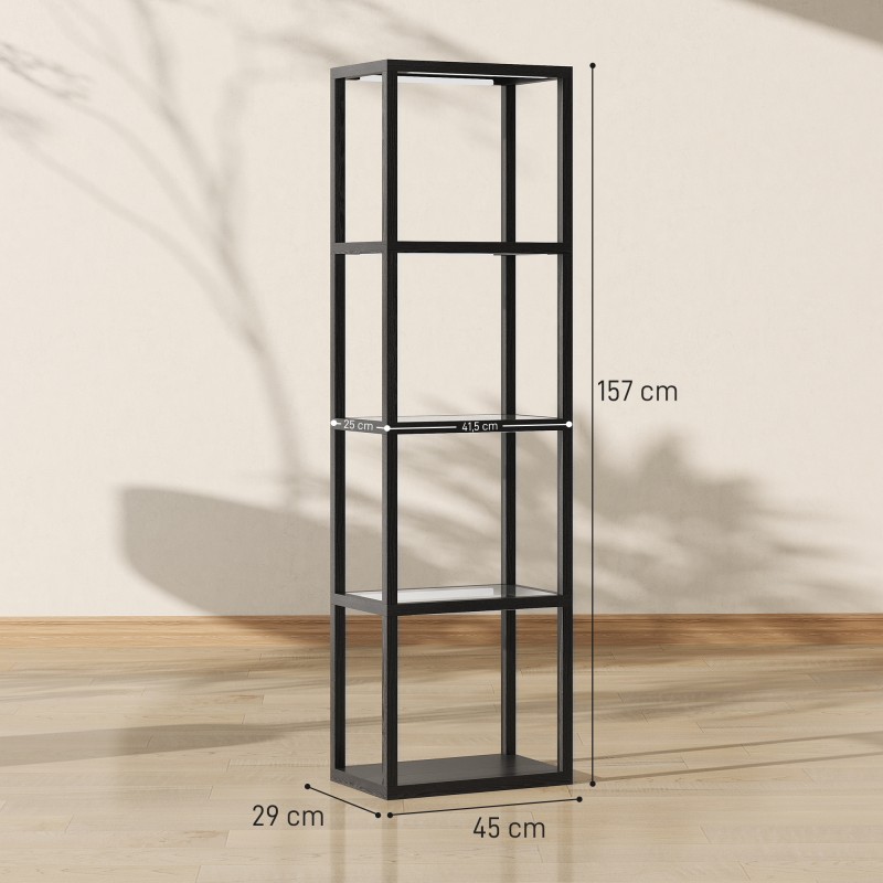 RGB lattiavalaisin lasihyllyillä, 4-tasoinen LED-stehlampe kaukosäätimellä ja musiikkisynkronoinnilla, musta