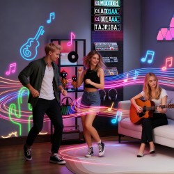 RGB lattiavalaisin lasihyllyillä, 4-tasoinen LED-stehlampe kaukosäätimellä ja musiikkisynkronoinnilla, musta