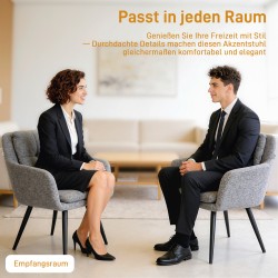 Moderni nojatuoli olohuoneeseen, pellavapintainen kangas, metallijalat, vaaleanharmaa