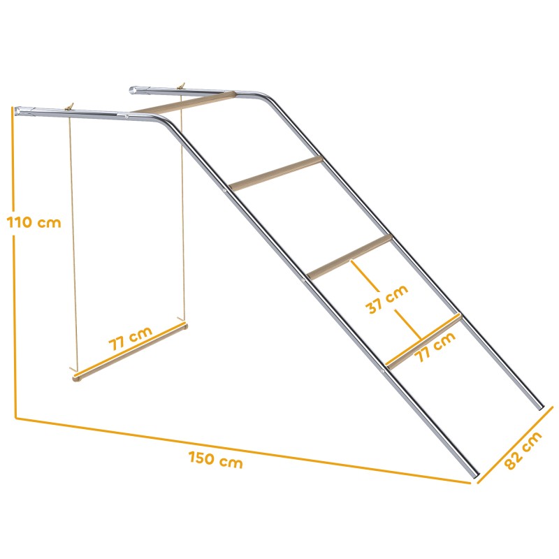 Kanaleikkiteline ulkokäyttöön, teräs ja mäntypuu, säädettävä keinu, 82 x 150 x 110 cm, hopeanharmaa