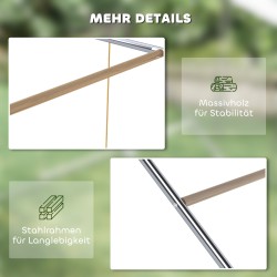 Kanaleikkiteline ulkokäyttöön, teräs ja mäntypuu, säädettävä keinu, 82 x 150 x 110 cm, hopeanharmaa