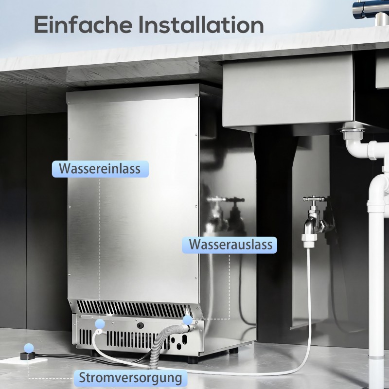 Ammattikäyttöön jääpalakone ruostumaton teräs 45 kg/24 h 13 kg säiliö hopeanvärinen