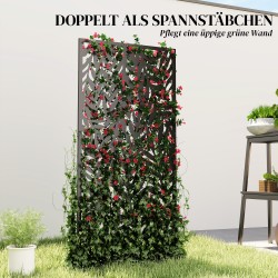 Metallinen ulkokäyttöön tarkoitettu tilanjakaja 65 x 130 cm, lehtikuvioitu, musta