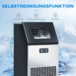 Ammattikäyttöön jääpalakone 45 kg/24 h, 11 kg säiliö, ruostumaton teräs, LCD-näyttö, hopea/musta