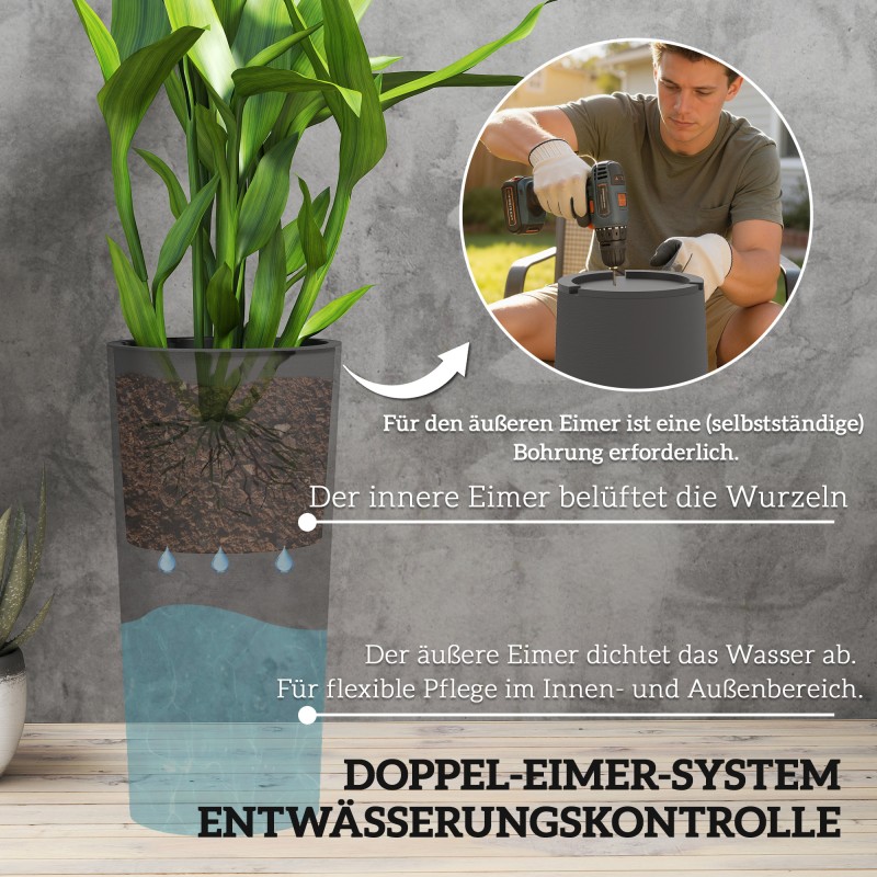 Puutarharuukku 2 kpl setti muovi 35x35x60 cm tummanharmaa ulko- ja sisäkäyttöön