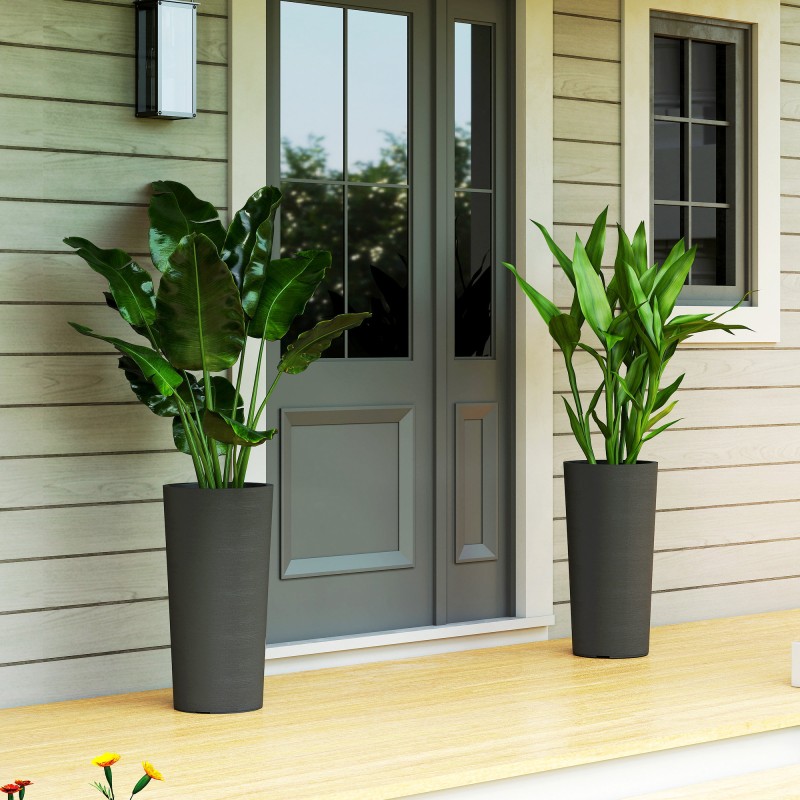 Puutarharuukku 2 kpl setti muovi 35x35x60 cm tummanharmaa ulko- ja sisäkäyttöön