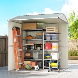 Metallinen pihavarasto 3,5 m², lukittava harjakattoinen teräksinen varasto 209 x 177 x 236 cm, vaaleanharmaa