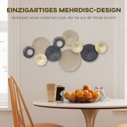 Metallinen 3D seinäkoriste olohuoneeseen, 100 x 50 cm, musta/khaki/kulta