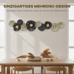 Metallinen seinäkoriste olohuoneeseen 134 x 29 cm musta ja vaalea kulta