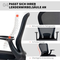 Korkea työtuoli säädettävällä jalkarenkaalla ja ristiseläntuella, verkkoselkänoja, 59 x 62 x 99–119 cm, musta